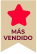 Una etiqueta que dice 'Más vendido' en color rojo